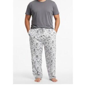 Men's plus size XXXL lounge pajamas pants white geometric pattern
